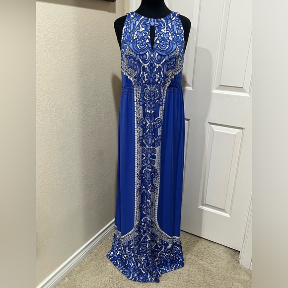 Soma Dresses & Skirts - SOMA INTIMATE MAXI HALTER DRESS Blue and White ABSTRACT FLORAL PRINT SIZE L